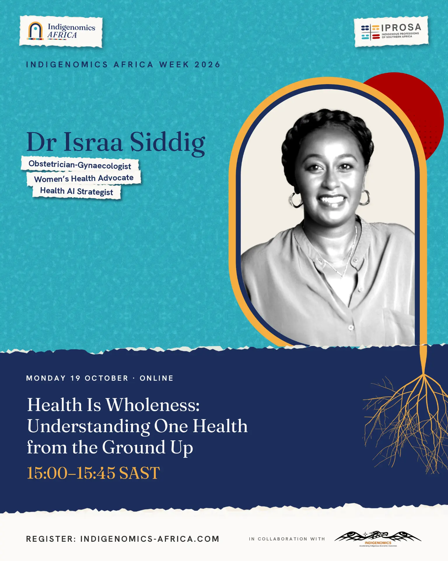 Indigenomics Africa Week speaker poster: Dr Israa Siddig