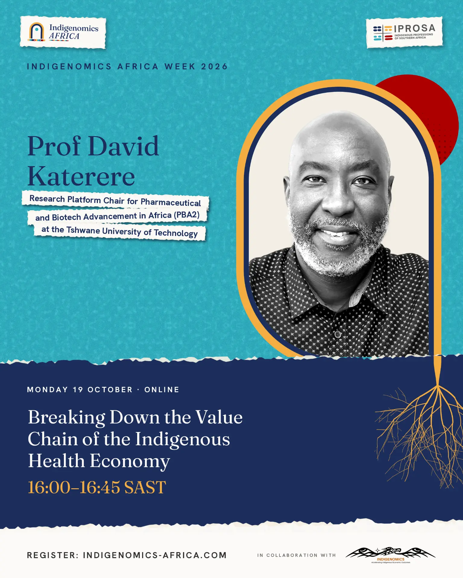 Indigenomics Africa Week speaker poster: Prof David Katerere