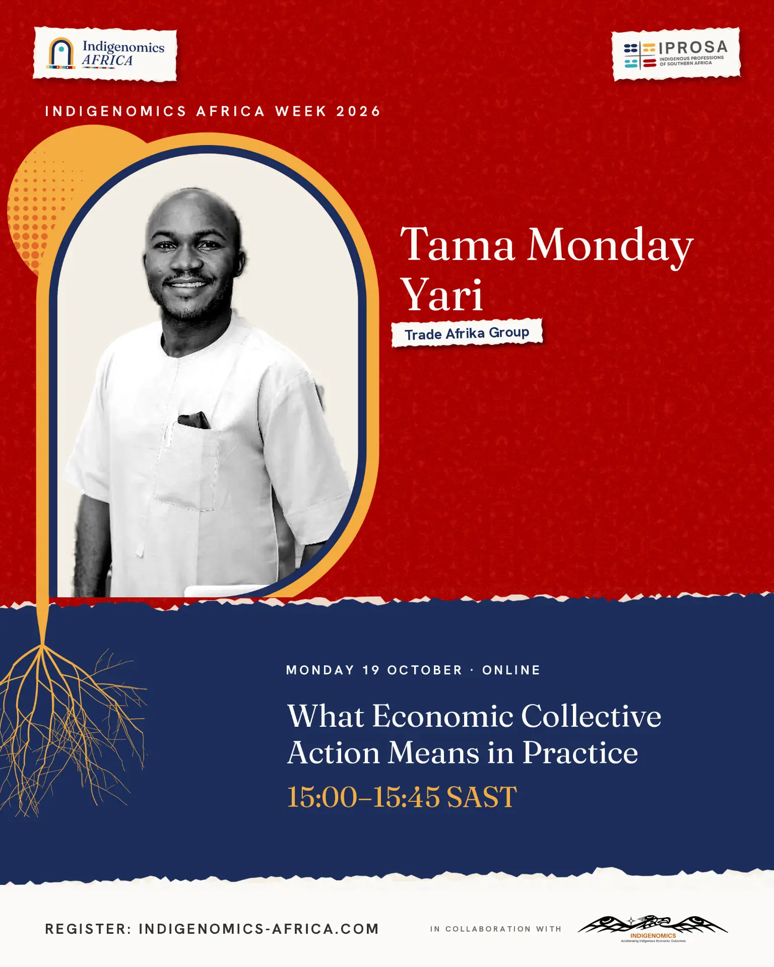 Indigenomics Africa Week speaker poster: Tama Monday Yari