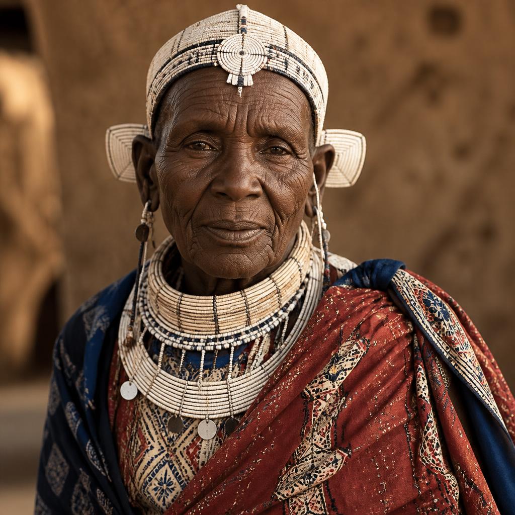 Indigenous African elder in beaded regalia
